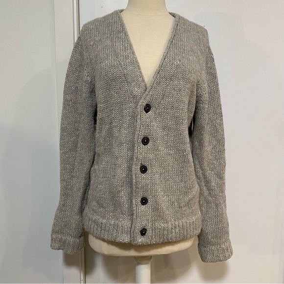 Our Legacy Sweaters Our Legacy Unisex Grey Knitted Plain Cardigan